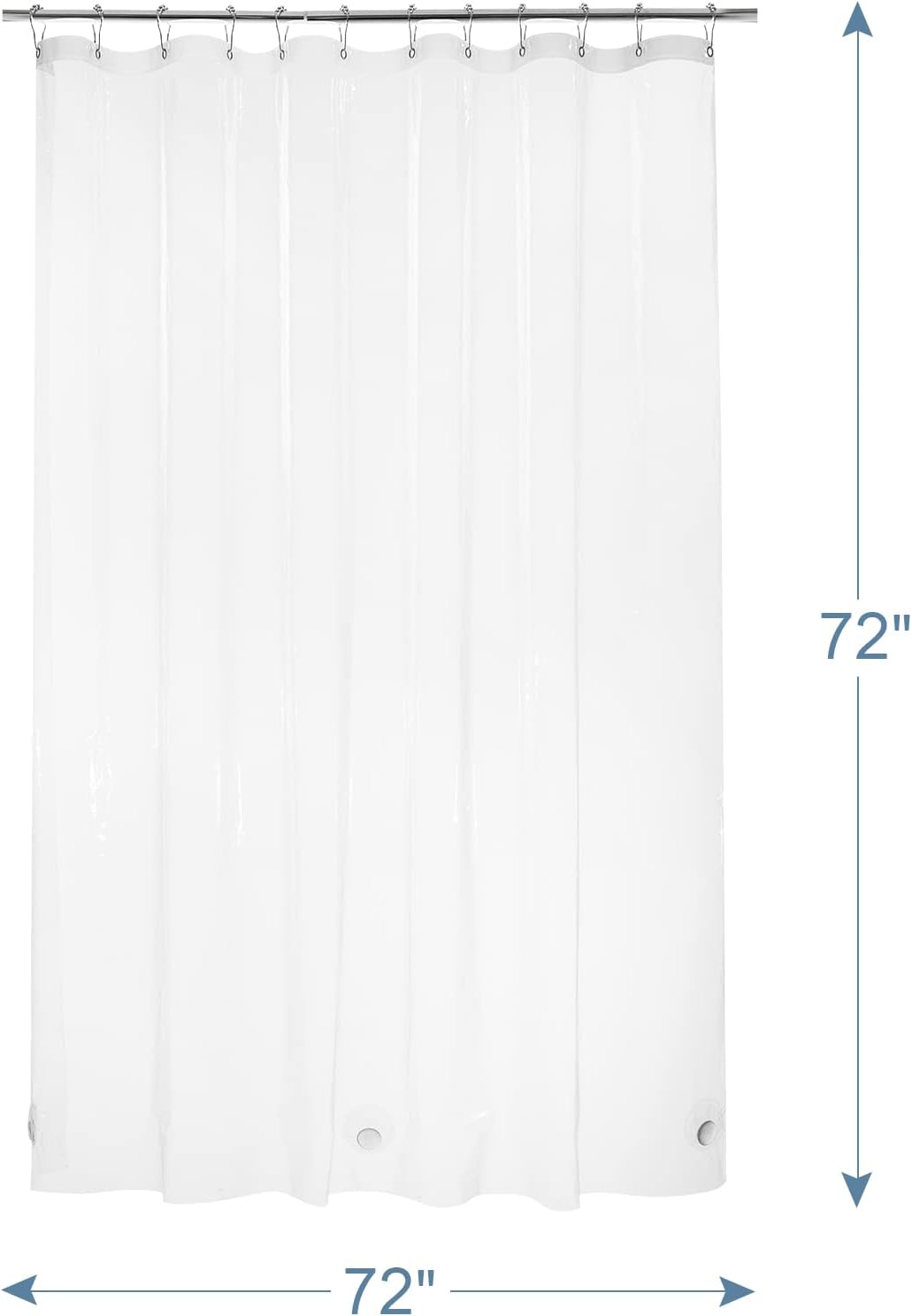 AmazerBath Heavy Duty Clear Shower Curtain Liner 12 Gauge 72x72 – Spa-Look Bathroom Refresh for Master and Guest Suites