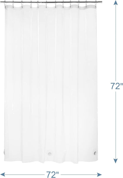 AmazerBath Heavy Duty Clear Shower Curtain Liner 12 Gauge 72x72 – Spa-Look Bathroom Refresh for Master and Guest Suites