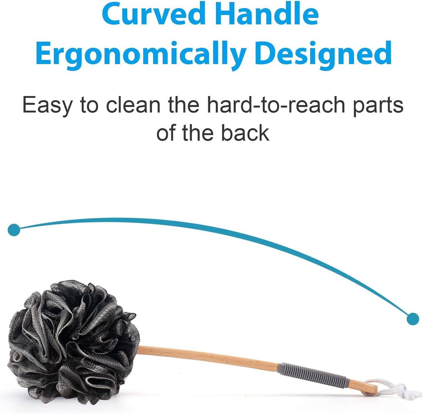 AmazerBath Long Handle Bath Brush – Ergonomic Wooden Back Scrubber for Relaxing Spa-Like Showers at Home