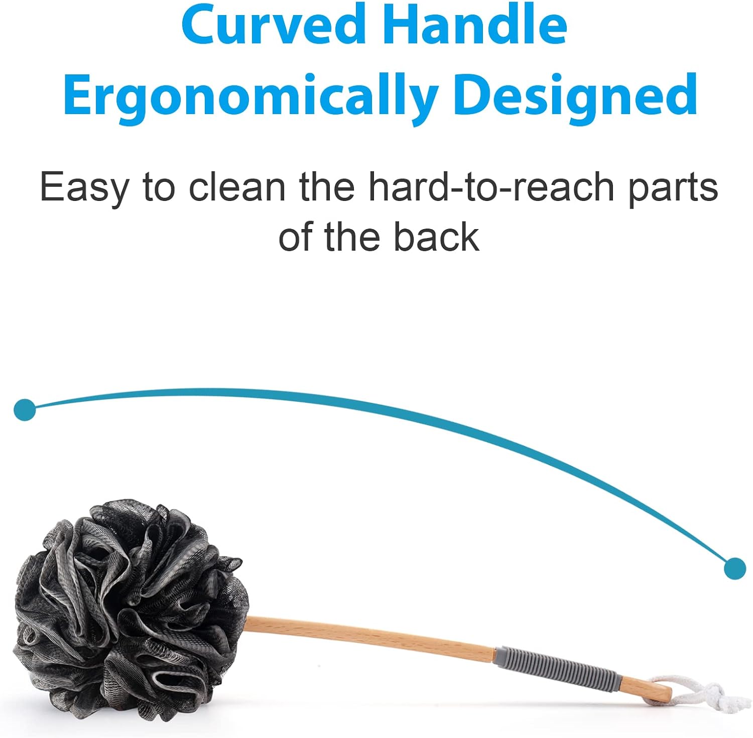 AmazerBath Long Handle Bath Brush – Ergonomic Wooden Back Scrubber for Relaxing Spa-Like Showers at Home