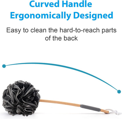 AmazerBath Long Handle Bath Brush – Ergonomic Wooden Back Scrubber for Relaxing Spa-Like Showers at Home