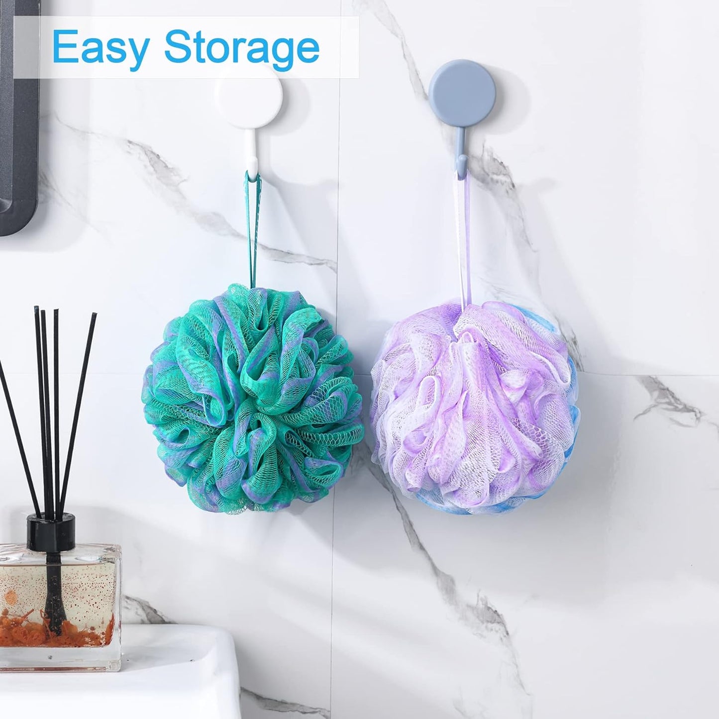 AmazerBath Loofah Sponge Set of 4 – Neutral-Tone Essentials for a Clutter-Free Bathroom Counter