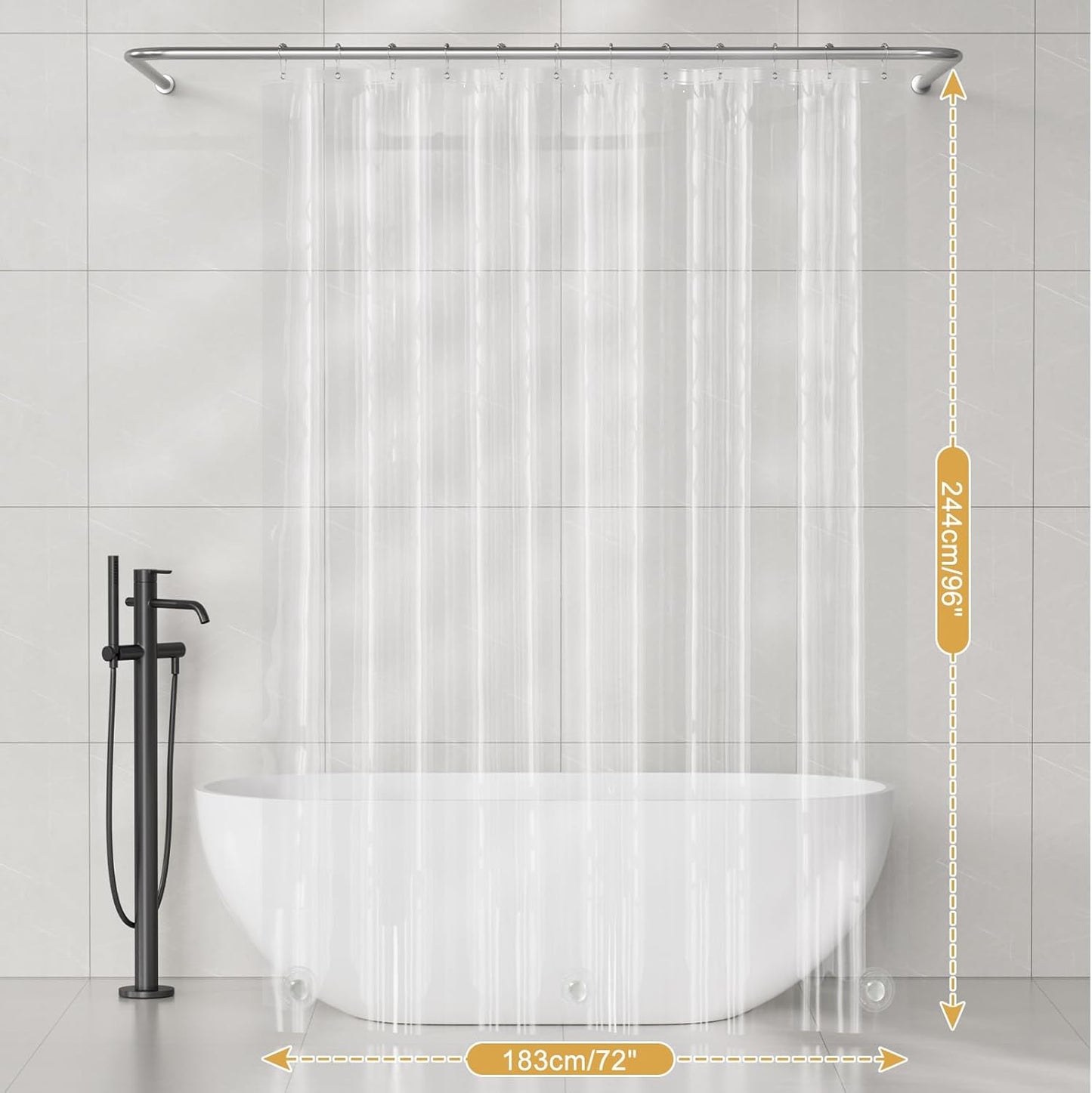 AmazerBath Odor Free PEVA Shower Curtain Liner 2 Pack – Family Safe Bathroom Liner for Kids and Sensitive Skin