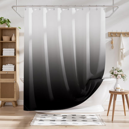 AmazerBath Shower Curtain – Clean Ombre Fabric for an Uncluttered Minimalist Bathroom Aesthetic, 72x72 with 12 Nickel Hooks