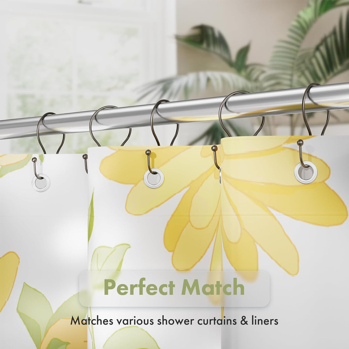 AmazerBath Shower Curtain Hooks Black Easy Snap On – Accessible Bathroom Hardware for Limited Grip and Arthritis, 12 Pcs