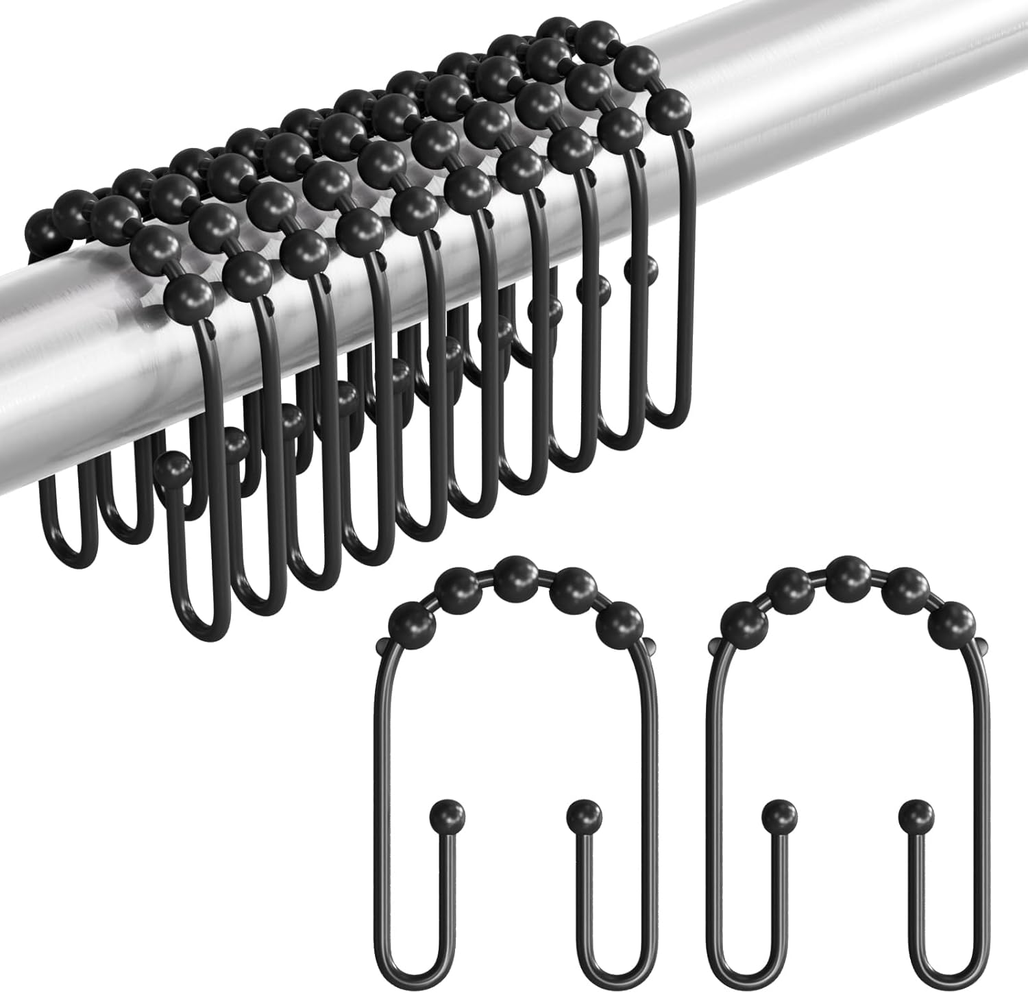 AmazerBath Shower Curtain Hooks – Thoughtful Housewarming Gift for New Homeowners, 12 Pack Rust Proof Double Hook