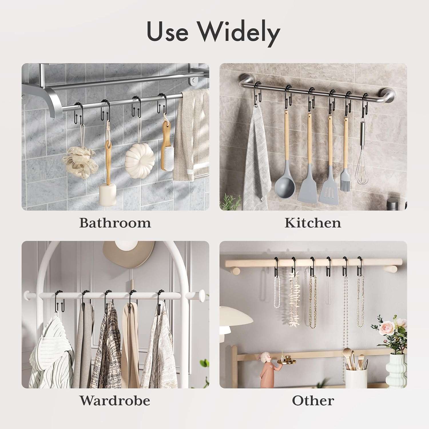 AmazerBath Shower Curtain Hooks – Thoughtful Housewarming Gift for New Homeowners, 12 Pack Rust Proof Double Hook