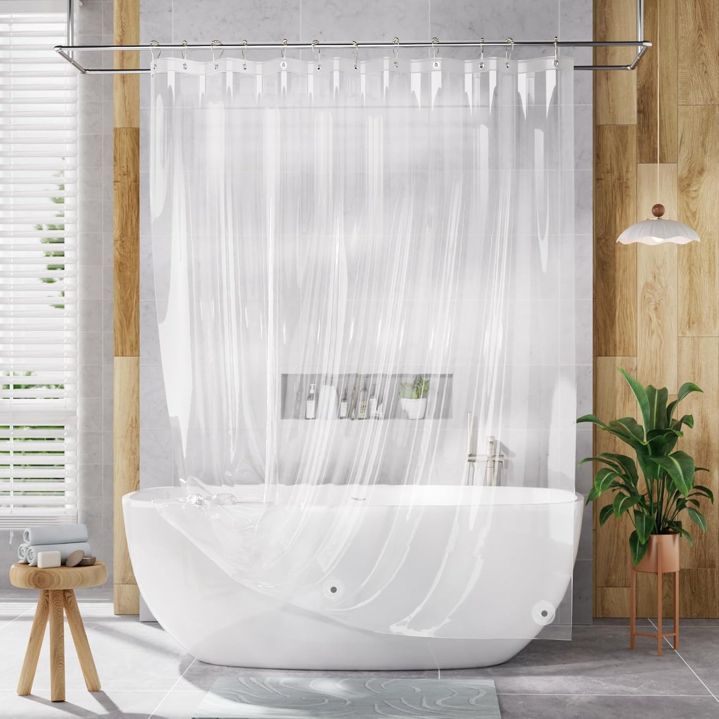 AmazerBath Shower Curtain Liner – Lightweight PEVA Liner for RV and Camper Bathrooms, 0.53 lb Build