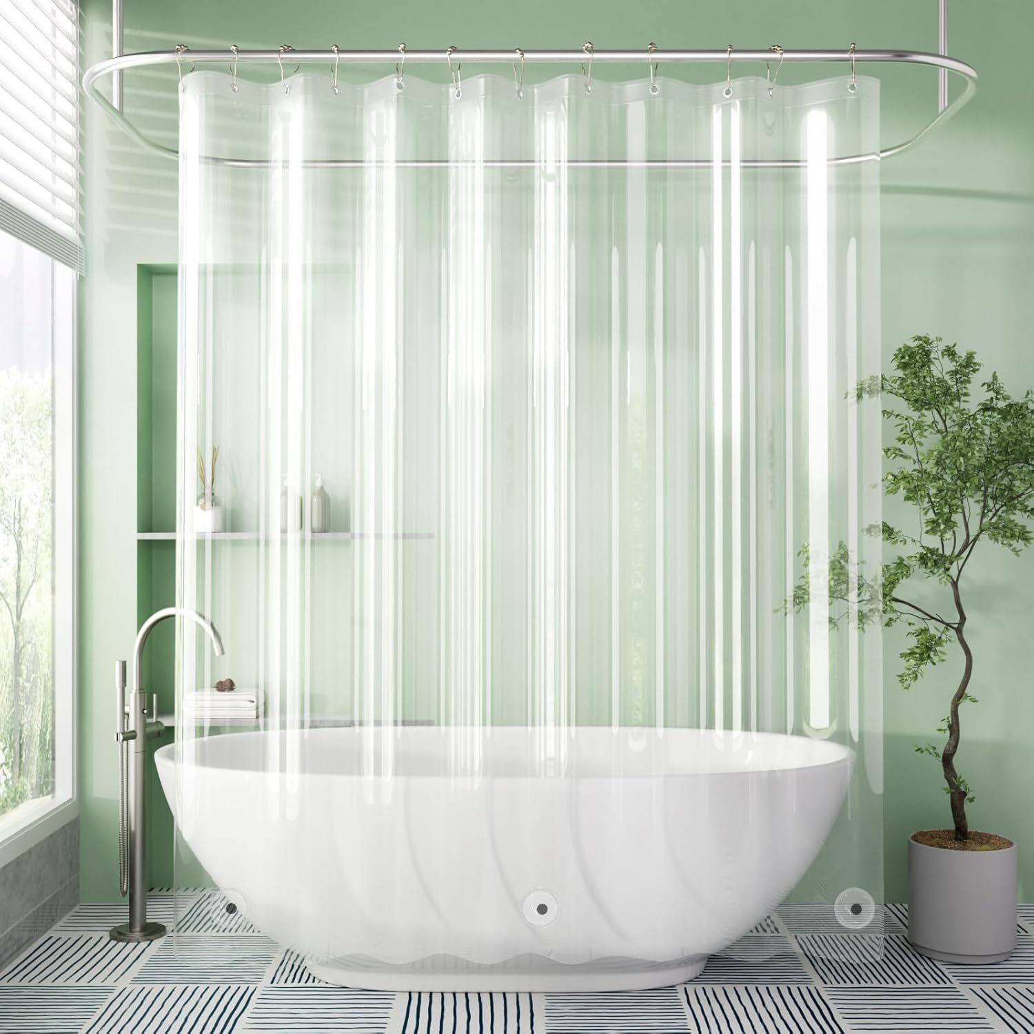 AmazerBath Shower Curtain Liner – Lightweight PEVA Liner for RV and Camper Bathrooms, 0.53 lb Build