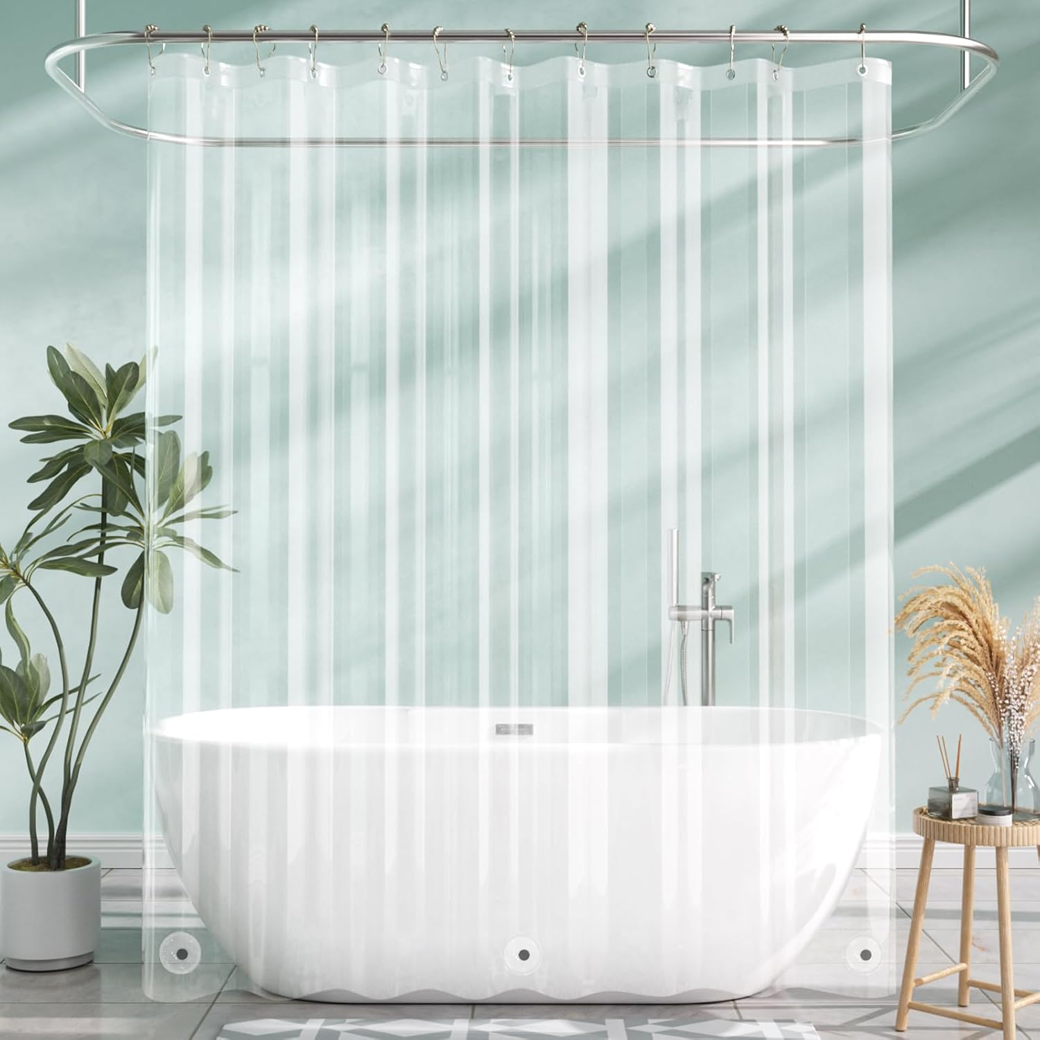 AmazerBath Shower Curtain Liner – Lightweight PEVA Liner for RV and Camper Bathrooms, 0.53 lb Build