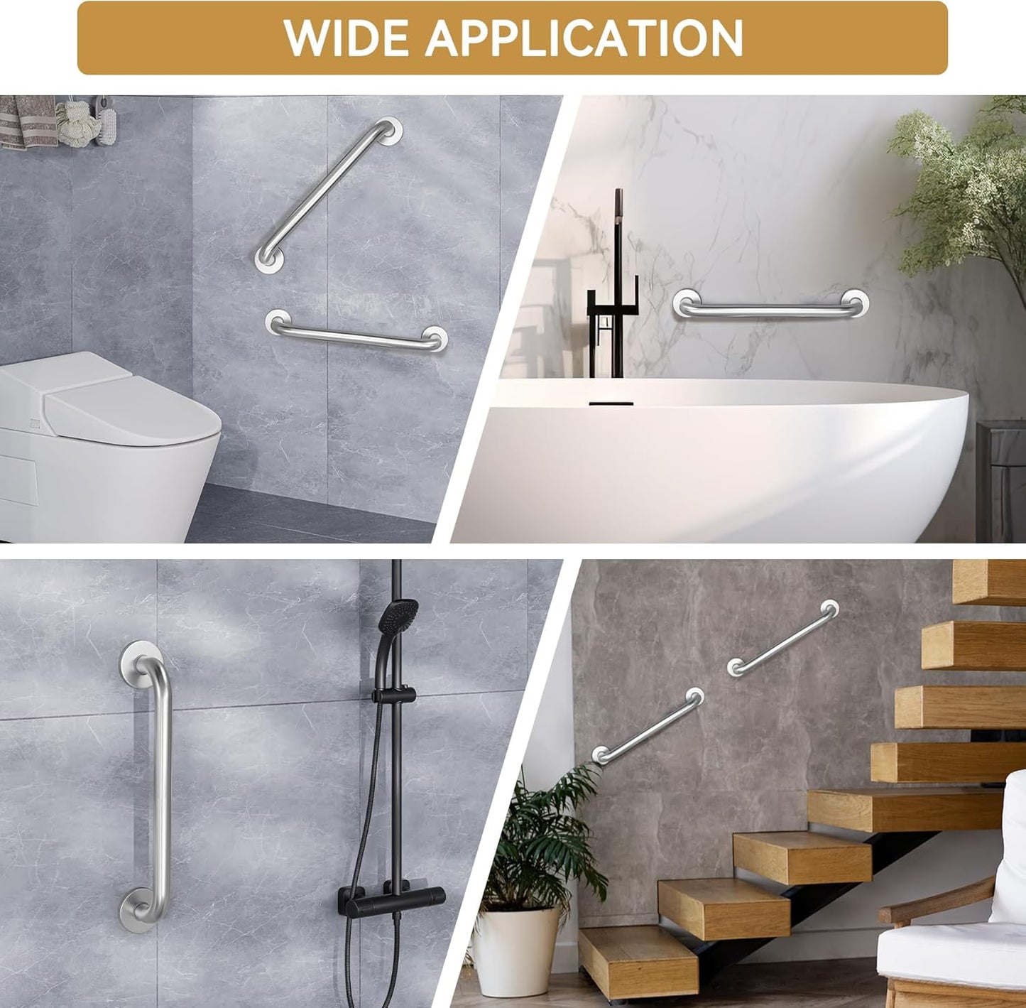 AmazerBath Shower Grab Bar – Heavy-Duty Anti-Slip Bathroom Safety Bar for Seniors, 500 lb Capacity