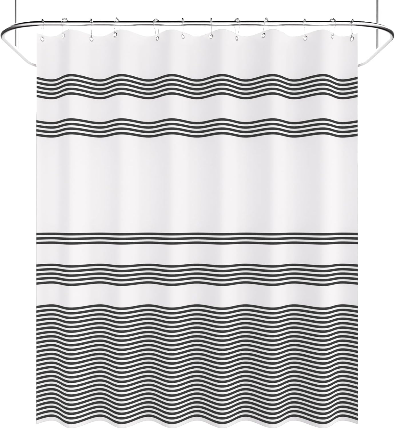 AmazerBath Water Repellent Shower Curtain with 12 Hooks – Durable Privacy Curtain for RV Bathroom and Camper Shower