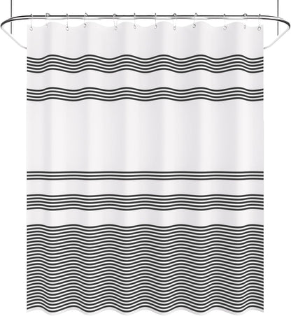 AmazerBath Water Repellent Shower Curtain with 12 Hooks – Durable Privacy Curtain for RV Bathroom and Camper Shower