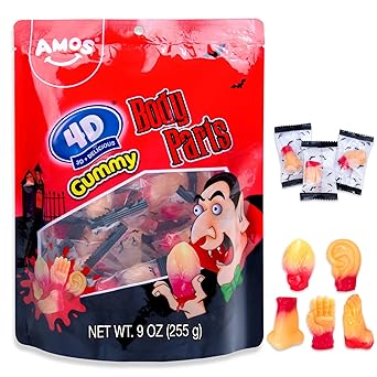 Amos 4D Body Parts Gummy Candy – Striking Visual Halloween Candy Bowl Centerpiece for Buffet Tables & Party Spreads