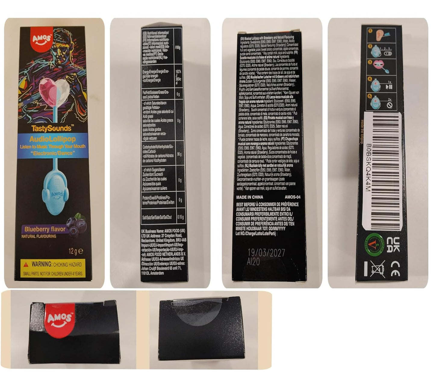 Amos Music Lollipop Candy – Safe Goody Bag Favor for Kids' Birthday Parties, No Flame No Sugar Individually Wrapped Treat
