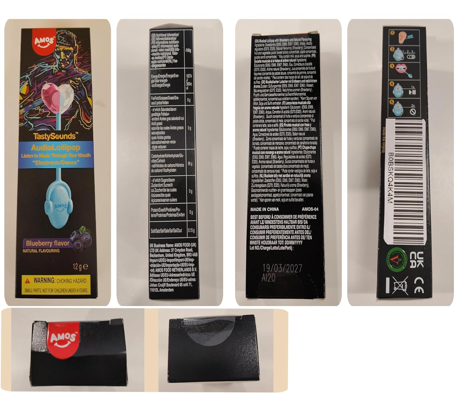 Amos Music Lollipop Candy – Safe Goody Bag Favor for Kids' Birthday Parties, No Flame No Sugar Individually Wrapped Treat