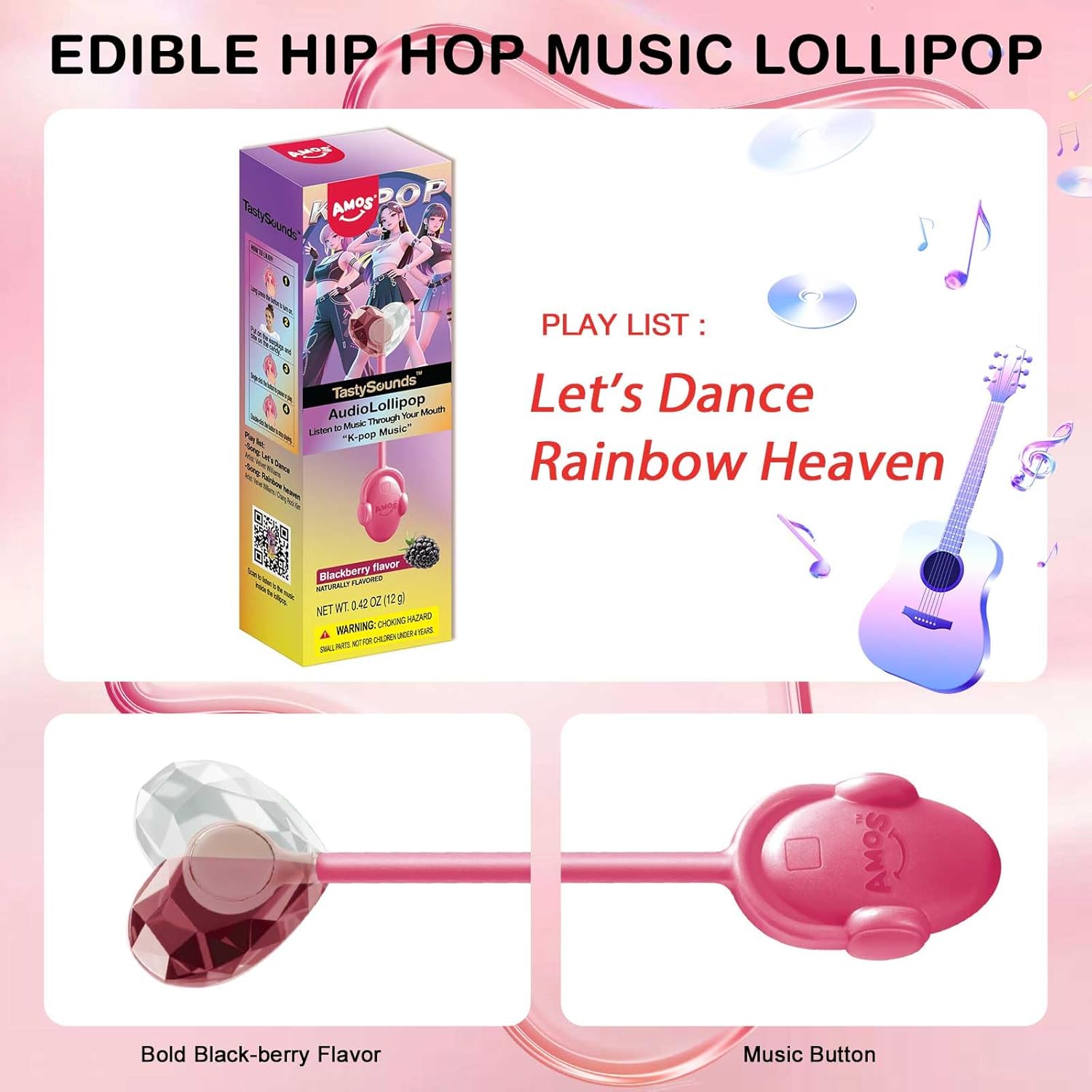 Amos Music Lollipop Candy – Unique Birthday Gift for Kids and Music Lovers, Individually Wrapped Novelty