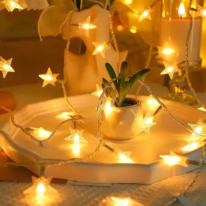 ANJAYLIA Star String Lights – Clean Simple Bedroom Accent, Battery-Operated No Cord Clutter