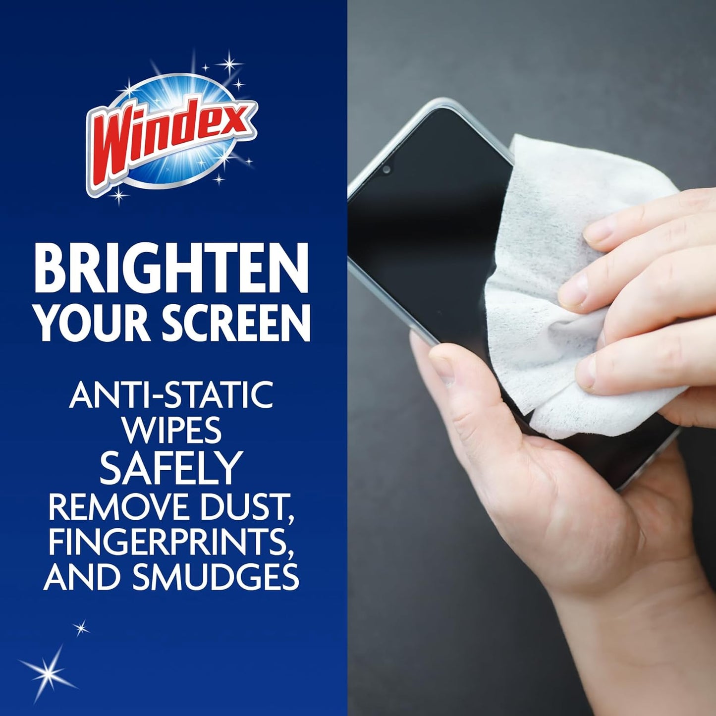 anti-static, gentle formula safe for screens and electronics