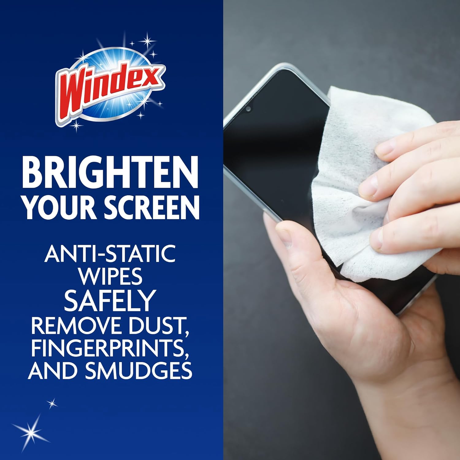 anti-static, gentle formula safe for screens and electronics