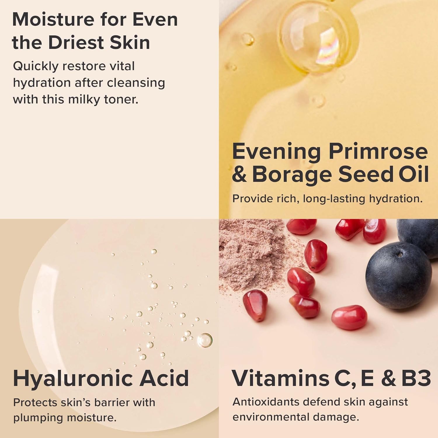 antioxidant blend of vitamins c, e, and b to fight free-radical damage