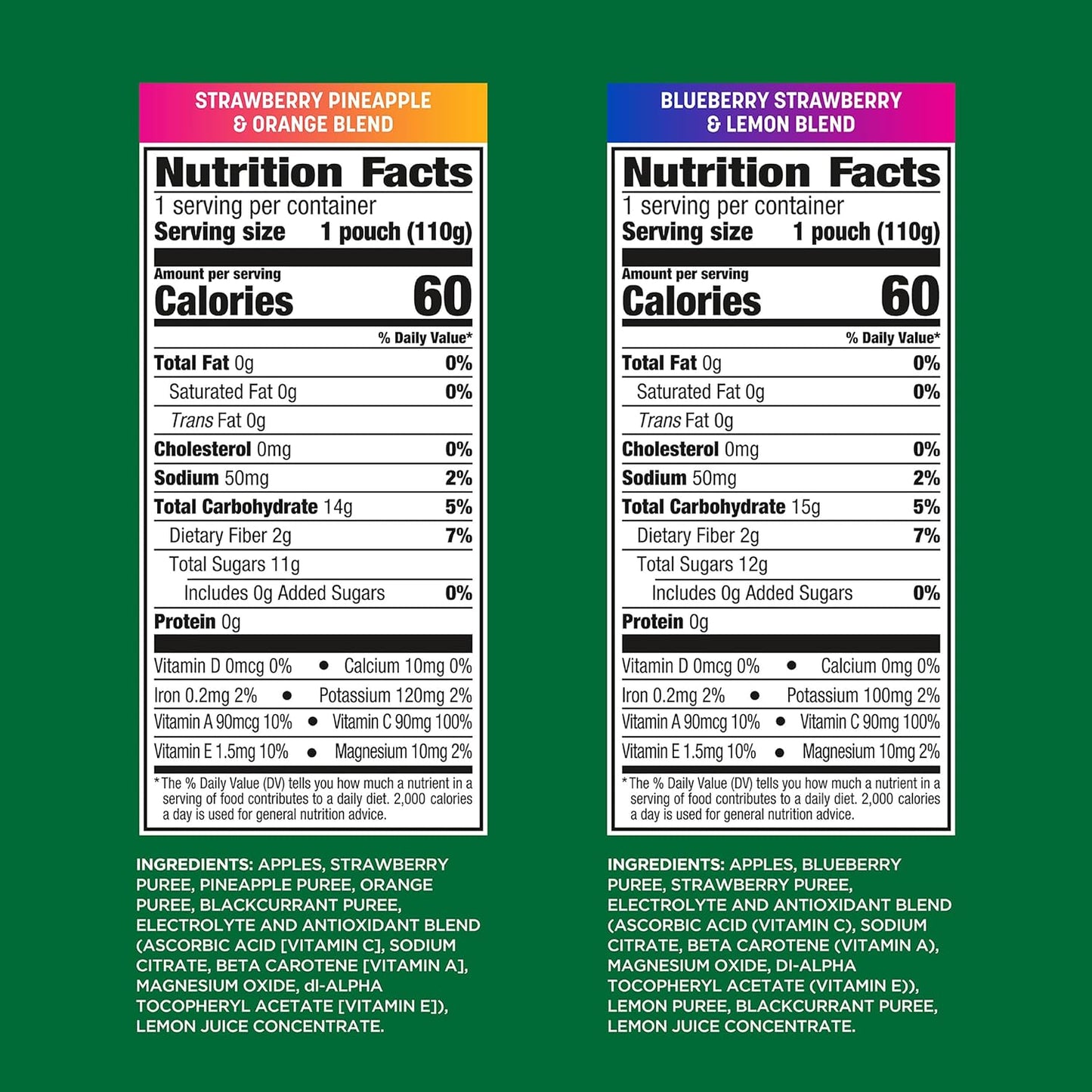 antioxidant vitamins a, c, and e sourced from real fruit ingredients