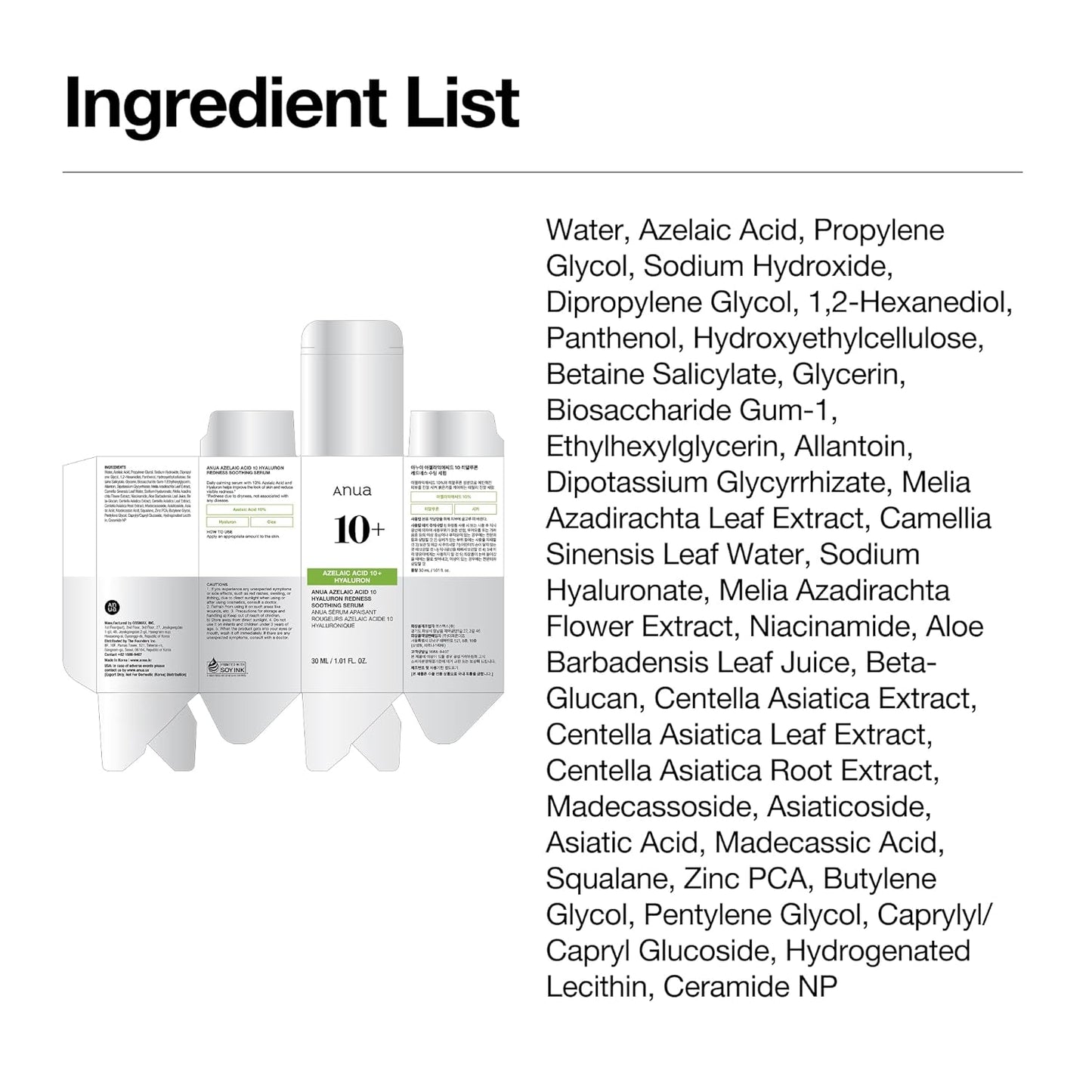 Anua Azelaic Acid 10 Hyaluron Redness Soothing Serum – Evening Self-Care Ritual for Blemish-Prone Skin, Calming Nightly Skincare Reset