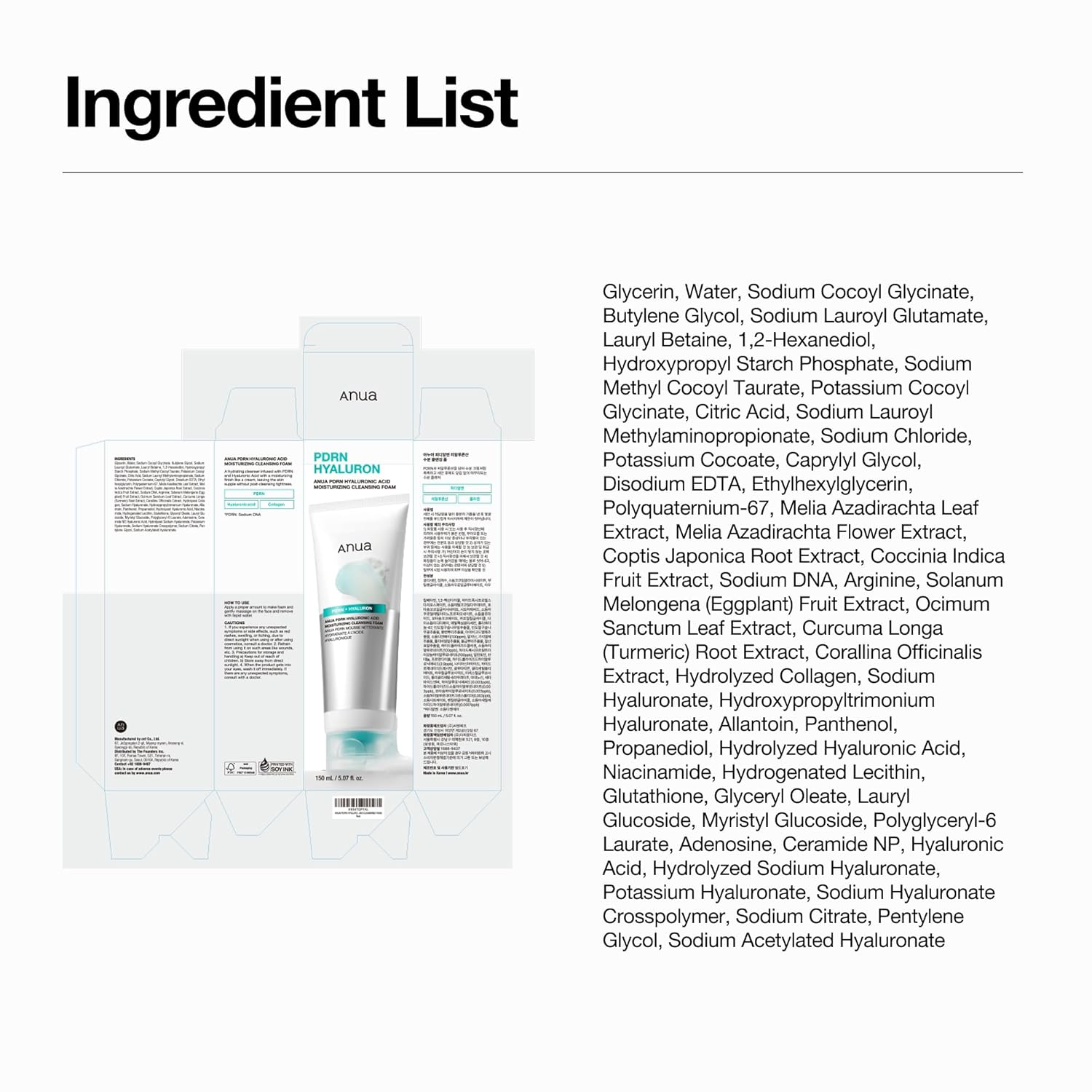 Anua PDRN Hyaluronic Acid Cleansing Foam – Nightly Wind-Down Ritual for Dry, Sensitive Skin, Gentle Korean Skincare Face Wash