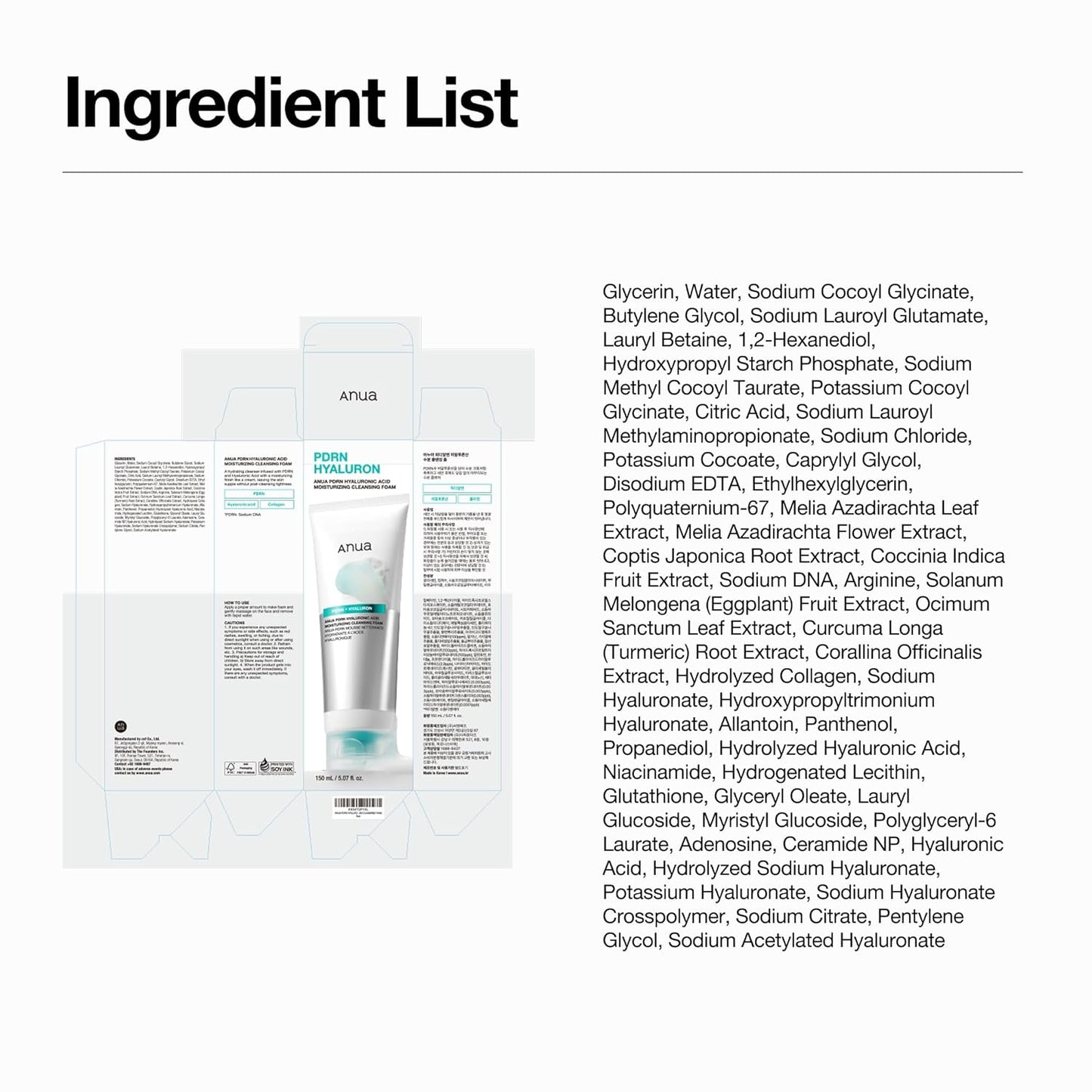 Anua PDRN Hyaluronic Acid Cleansing Foam – Premium K-Beauty Face Wash for the Elevated Vanity, 2-in-1 Cleanser and Mask