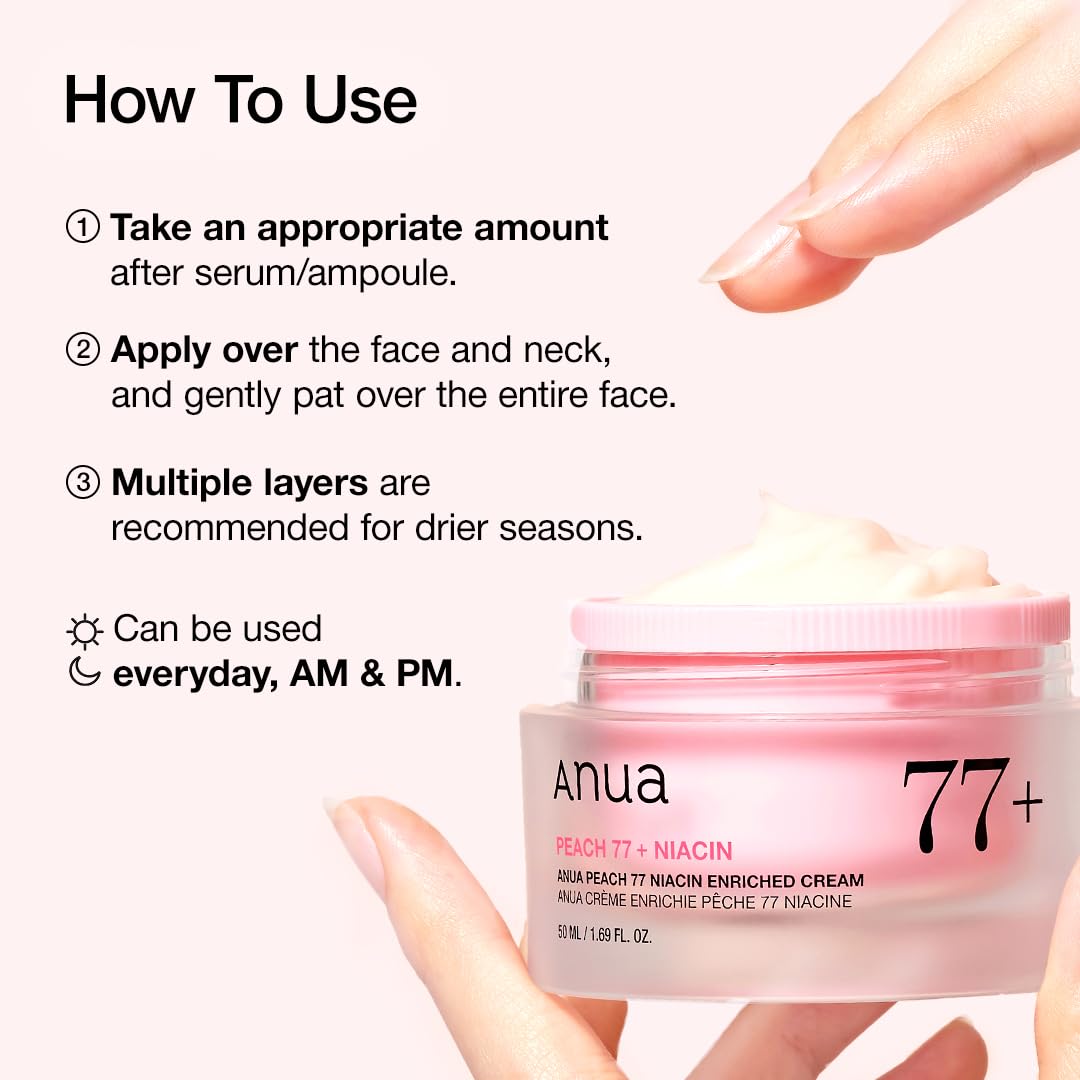 ANUA Peach Niacinamide Cream – Luxury Korean Skincare Jar with Fermented Peach and Ceramide Barrier Care