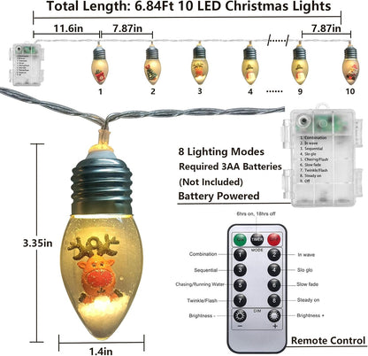 Aomike Christmas Snow Globe String Lights – Calming Winter Ambience for Evening Wind Down Routine, Warm White Battery String 6.8ft with Timer