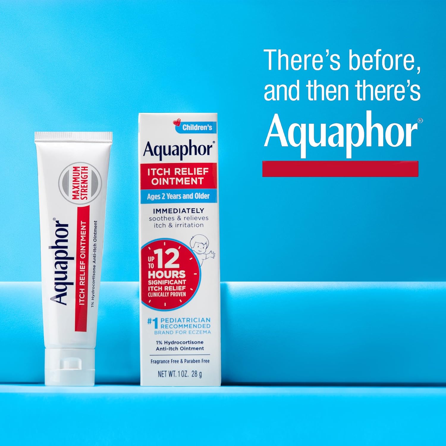 Aquaphor Children's Itch Relief Ointment for Kids – 1% Hydrocortisone Cream for Eczema, Insect Bites & Rashes, 1 Oz Tube, Pack of 2