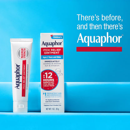 Aquaphor Children's Itch Relief Ointment for Kids – 1% Hydrocortisone Cream for Eczema, Insect Bites & Rashes, 1 Oz Tube, Pack of 2