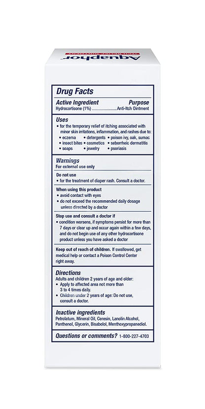Aquaphor Itch Relief Ointment – Pediatrician-Recommended 1% Hydrocortisone Cream for Kids 2+ with Bug Bites & Rashes