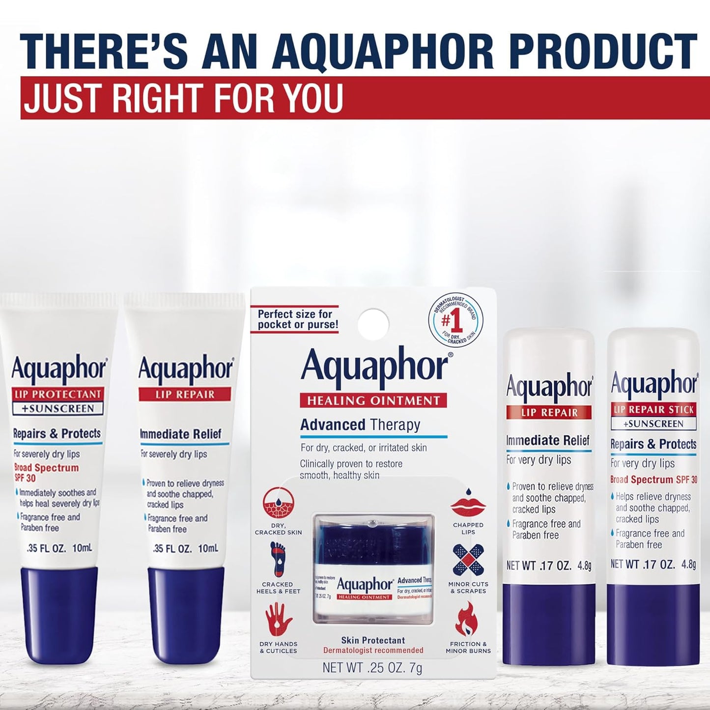 Aquaphor Lip Repair Stick with SPF 30 – Sunscreen Lip Balm for Hiking, Beach Days, and Golf Course Use
