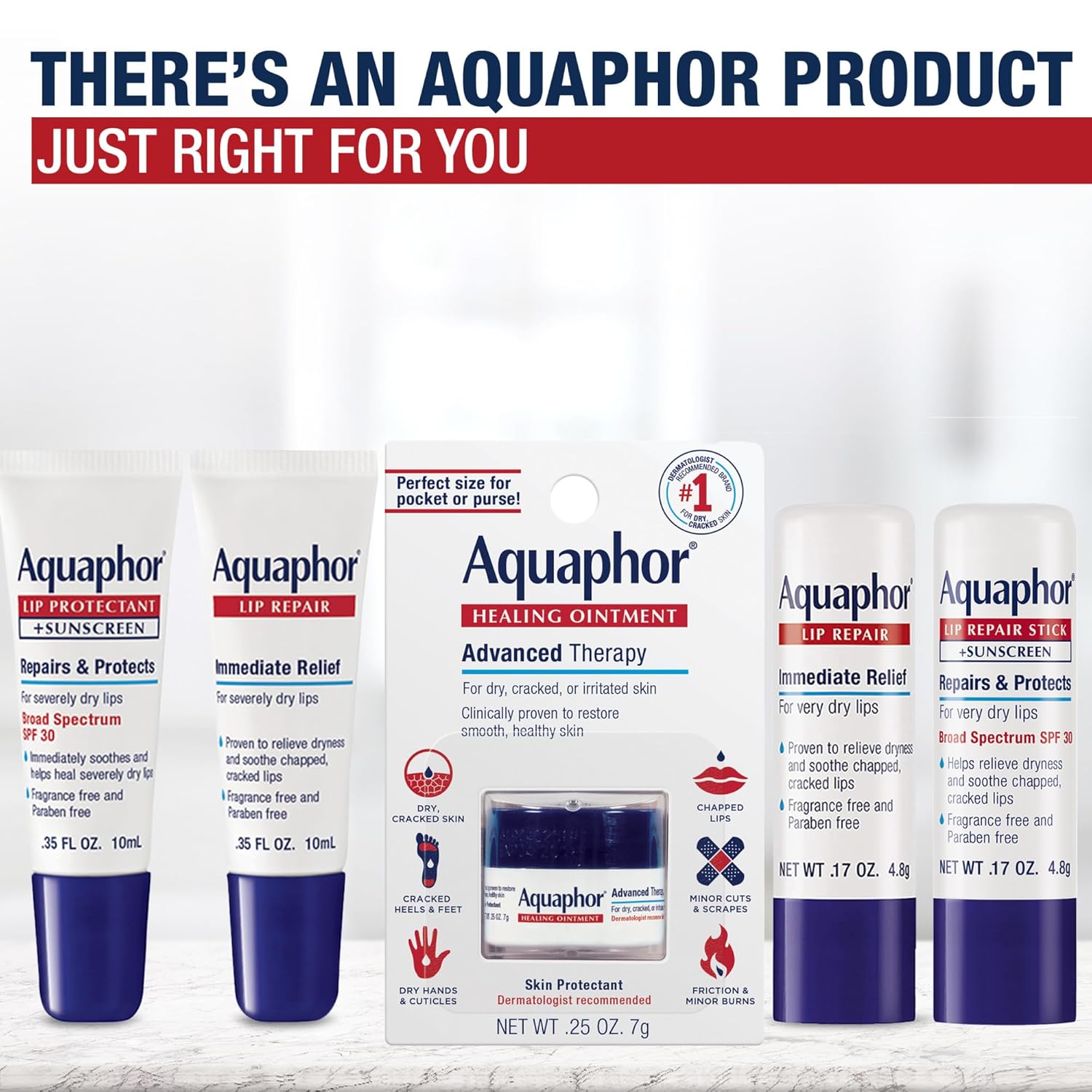 Aquaphor Lip Repair Stick with SPF 30 – Sunscreen Lip Balm for Hiking, Beach Days, and Golf Course Use