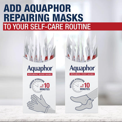 Aquaphor Repairing Foot Masks – At-Home Spa Pedicure Ritual for Dry Heels, 10-Minute Self-Care Treatment with Avocado Oil and Shea Butter