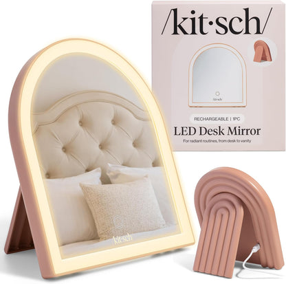 arch-shaped plastic frame in terracotta finish with tabletop mounting