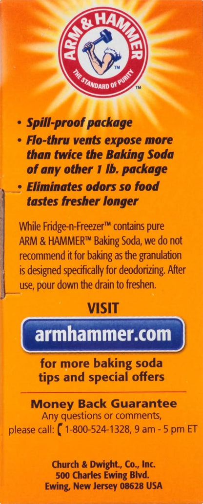 Arm & Hammer Baking Soda Fridge-n-Freezer Odor Absorber – Mindful Kitchen Wellness Ritual, Pure Orange 14 oz, 12-Pack