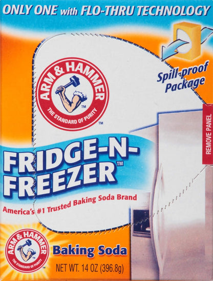 Arm & Hammer Baking Soda Fridge-n-Freezer Odor Absorber – Mindful Kitchen Wellness Ritual, Pure Orange 14 oz, 12-Pack
