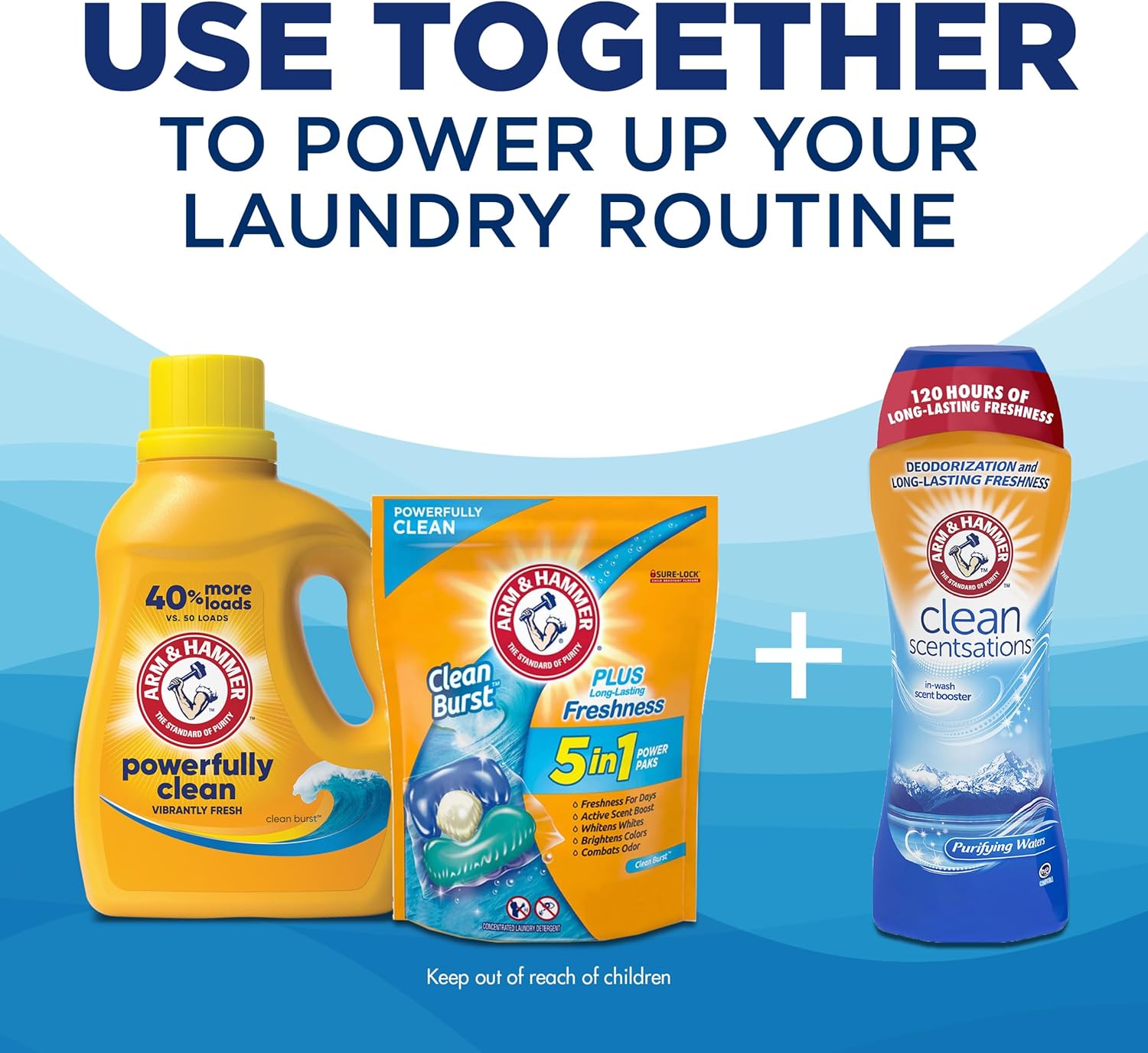 ARM & HAMMER Clean Burst Liquid Laundry Detergent for Busy Home Offices, Bulk 170 fl oz for Daily Family Loads
