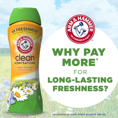 ARM & HAMMER Clean Scentsations In-Wash Scent Booster Clean Meadow – Personal Care Laundry Upgrade for Bath Time & Wind-Down Routine, 24 Oz
