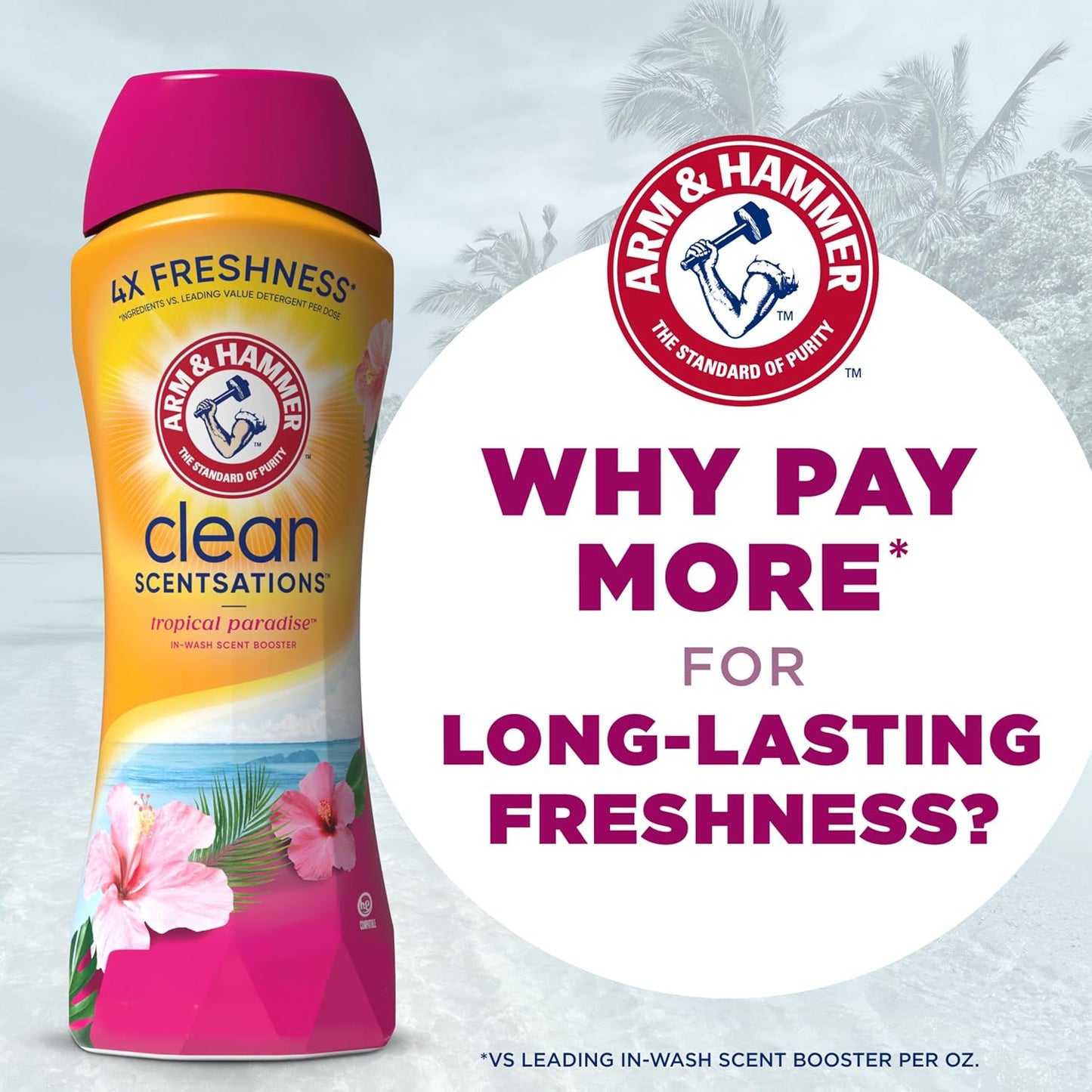 ARM & HAMMER Clean Scentsations In-Wash Scent Booster – Tropical Paradise Crystals for Yoga Room Linens, Aromatherapy Laundry Freshener