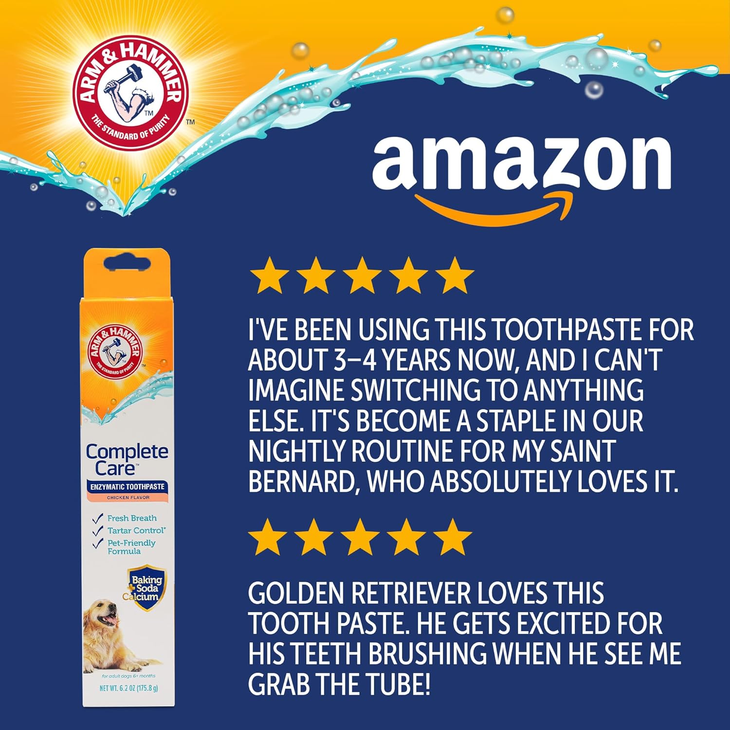 Arm & Hammer Complete Care Enzymatic Dog Toothpaste – Pet Wellness Ritual for Daily Plaque Control, 6.2 Oz