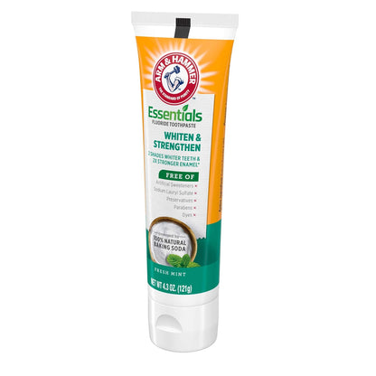 ARM & HAMMER Essentials Whiten & Strengthen Fluoride Toothpaste – Clutter Free Vanity Staple, Clean Ingredient Whitening, 4 Pack