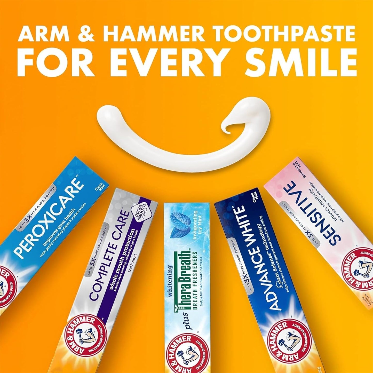 ARM & HAMMER Essentials Whiten & Strengthen Fluoride Toothpaste – Clutter Free Vanity Staple, Clean Ingredient Whitening, 4 Pack