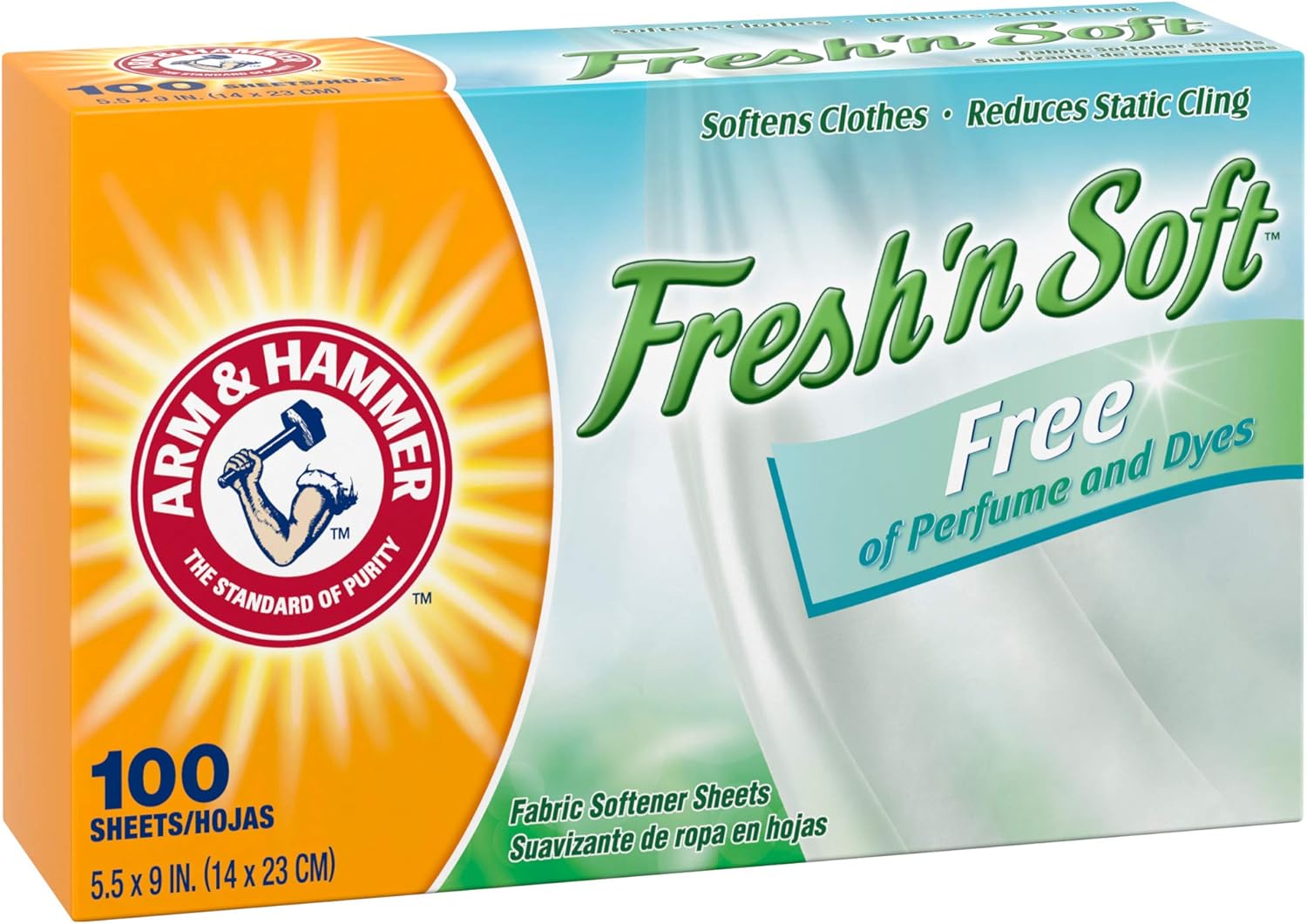 Arm & Hammer Fabric Softener Sheets – Fragrance-Free Dryer Sheets for Allergy-Prone and Eczema-Prone Skin, 100 ct