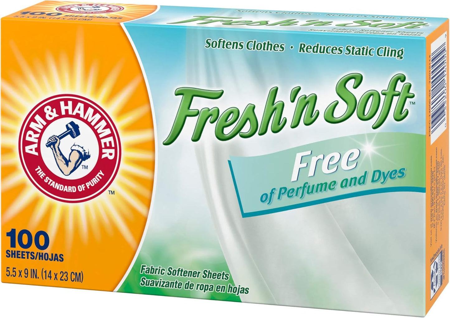 Arm & Hammer Fabric Softener Sheets – Fragrance-Free Dryer Sheets for Allergy-Prone and Eczema-Prone Skin, 100 ct