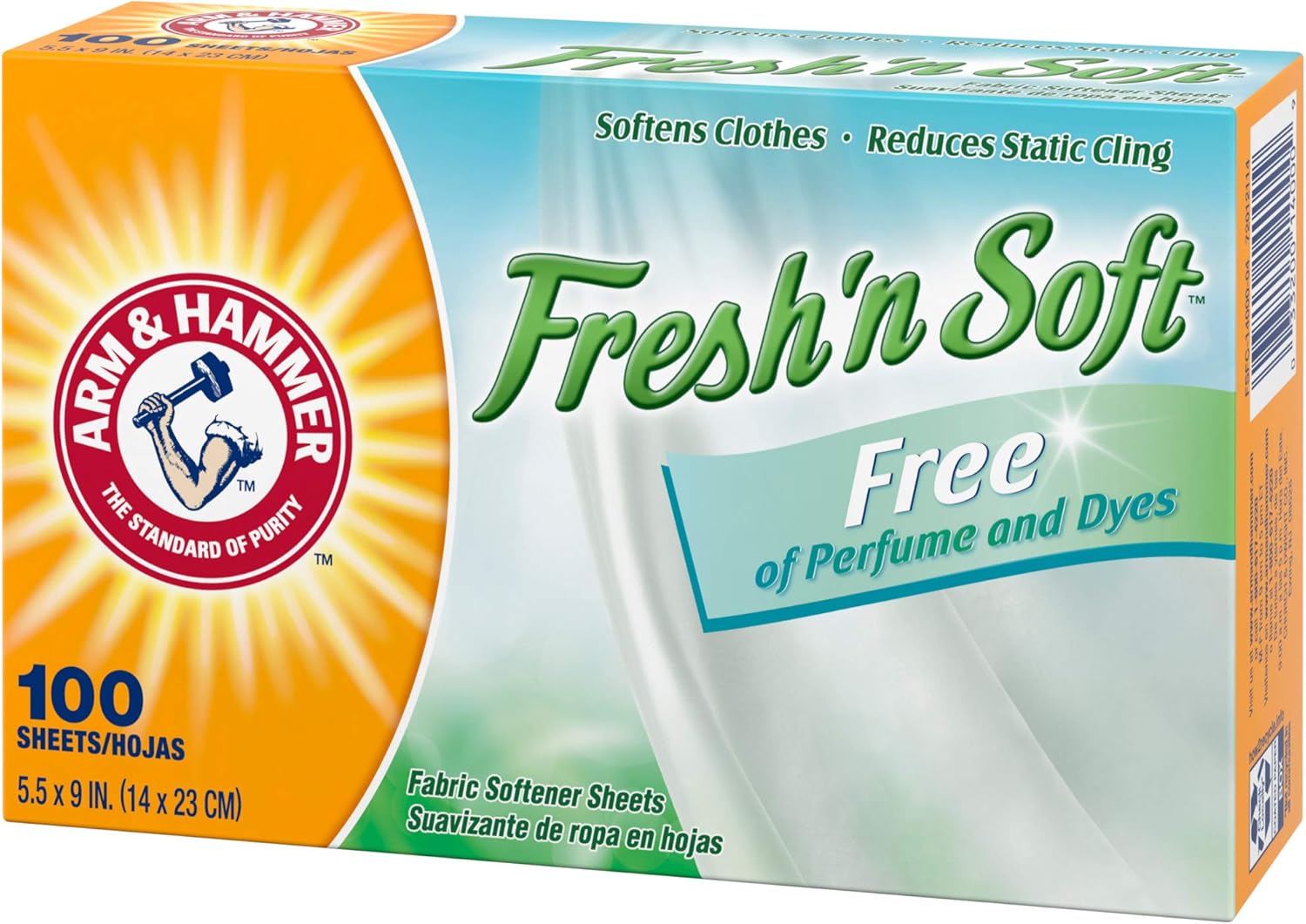 Arm & Hammer Fabric Softener Sheets – Fragrance-Free Dryer Sheets for Allergy-Prone and Eczema-Prone Skin, 100 ct