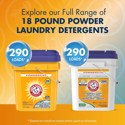 Arm & Hammer Free & Clear Laundry Detergent – 18 lb Pail for Sensitive Skin and Eczema-Prone Households, 290 Loads